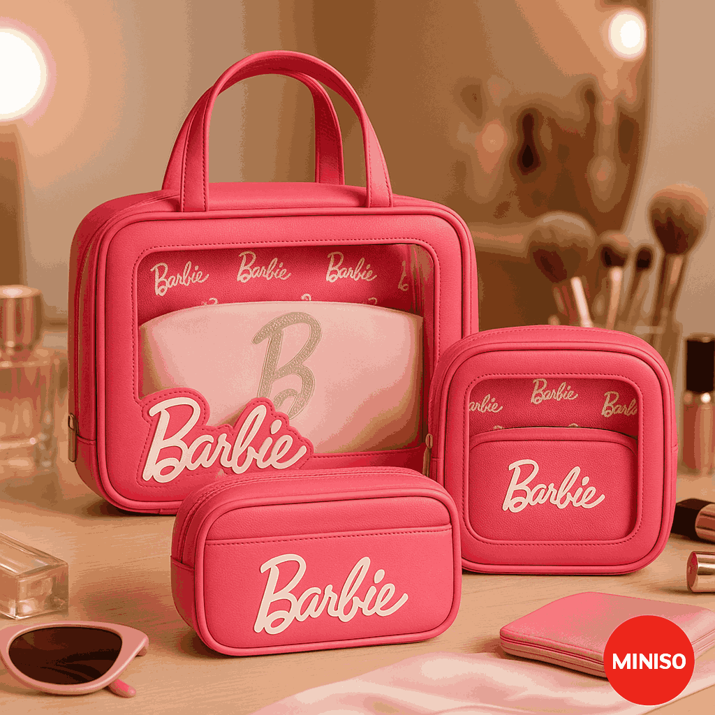 Barbie Collection Toiletry Bag Set Miniso
