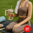 Large Capacity Plastic Bottel With Handle 1000ML Miniso