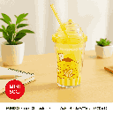 Sanrio Characters Plastic Water Bottle With Straw (320ML) (Yellow)