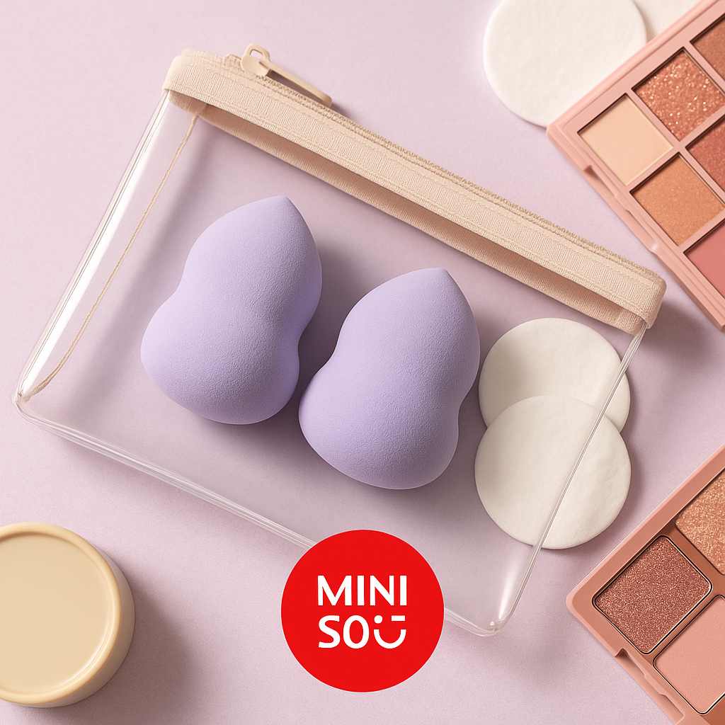 Miniso Colorful Series Makeup Sponges (Light Purple 2 Pcs) Miniso