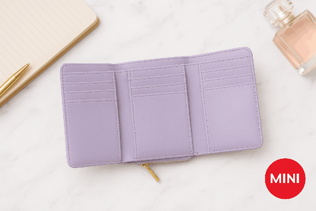 Classic Strip Tri-Fold Zip-Around Women's Wallet (Pink) Miniso