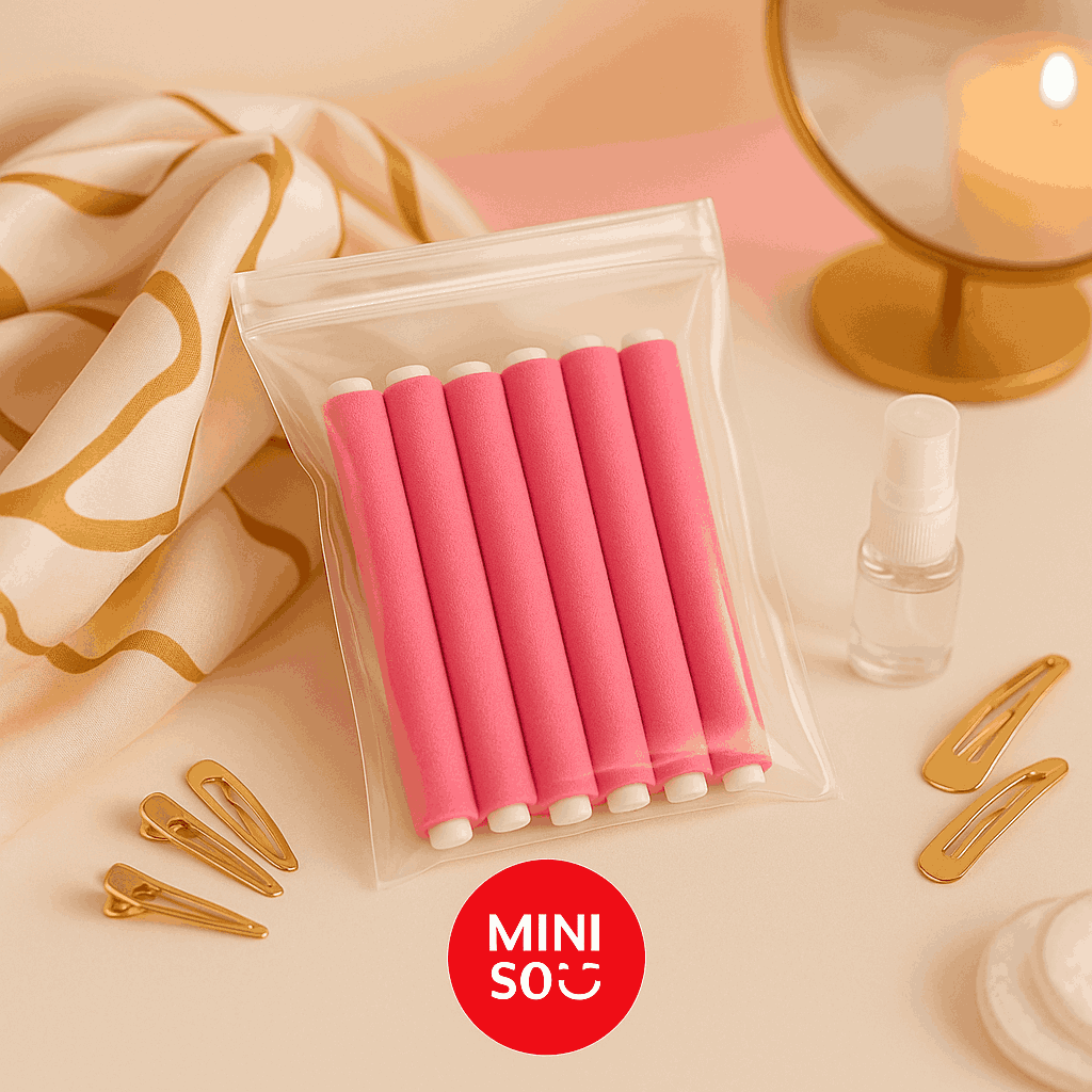 Sponge Hair Rollers (8Pcs)(Small) Pink Miniso
