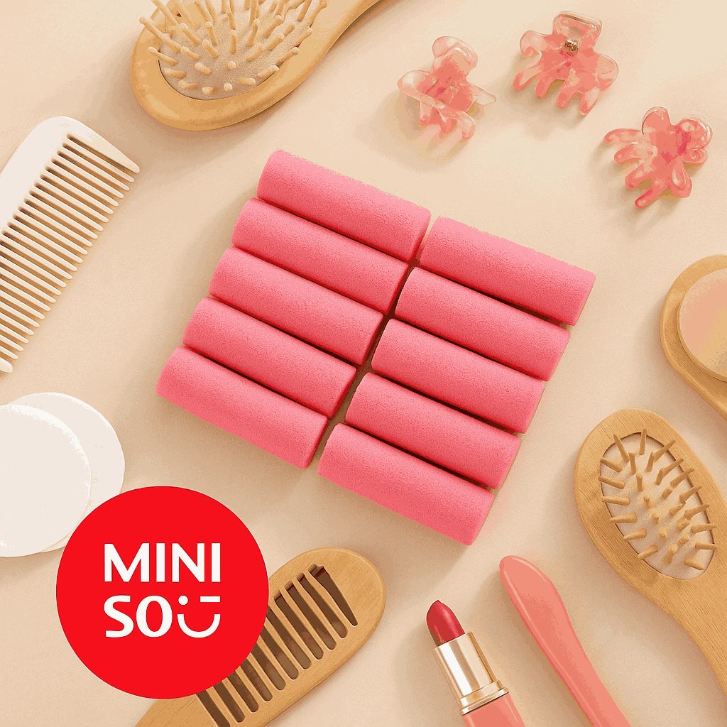 Sponge Hair Rollers (8Pcs)(Small) Pink Miniso