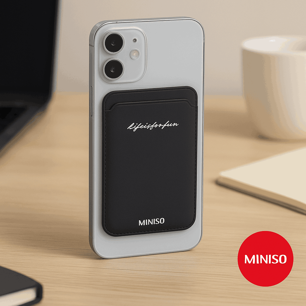 Life Is For Fun Series Magnetic Phone Card Holder(Black)Miniso