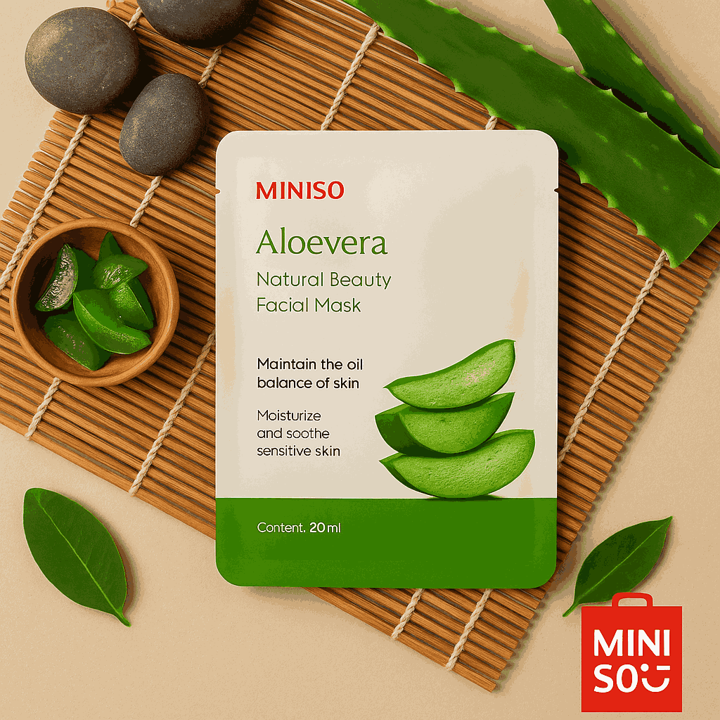Miniso Natural Beauty Facial Mask(Aloevera)Pack Of Too