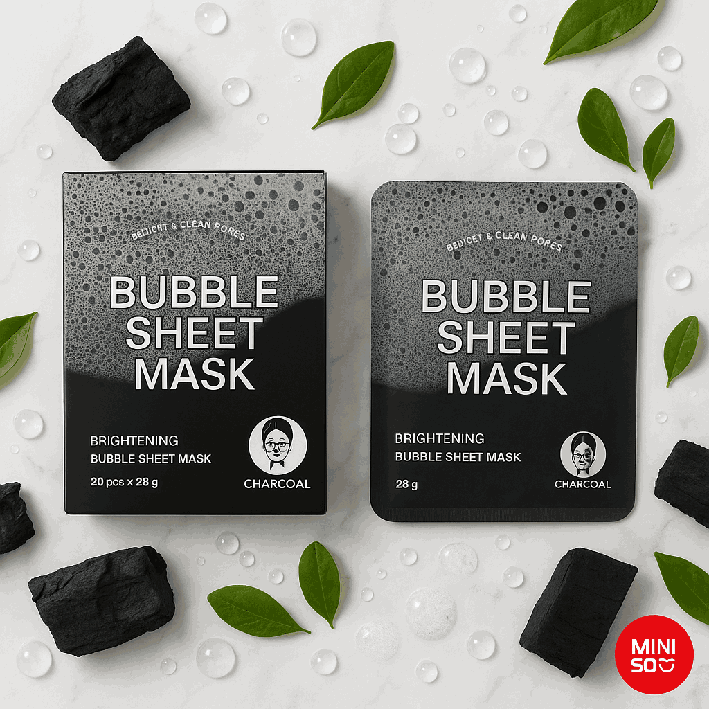 Miniso Brightening Bubble Sheet Mask(Charcoal)