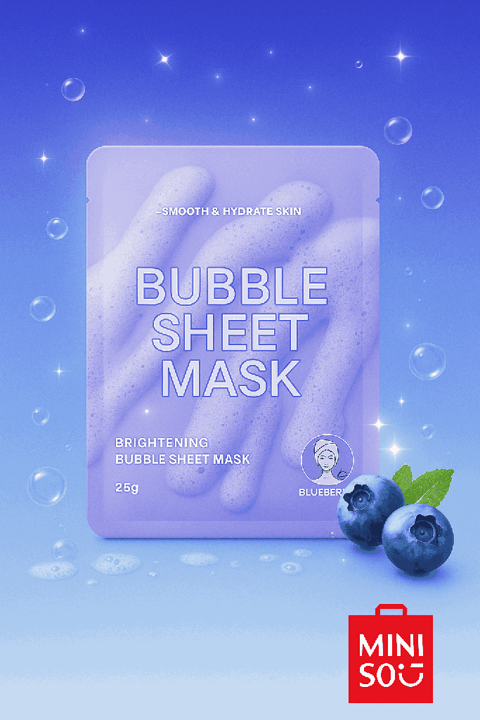 Miniso Brightening Bubble Sheet Mask (Blueberry)