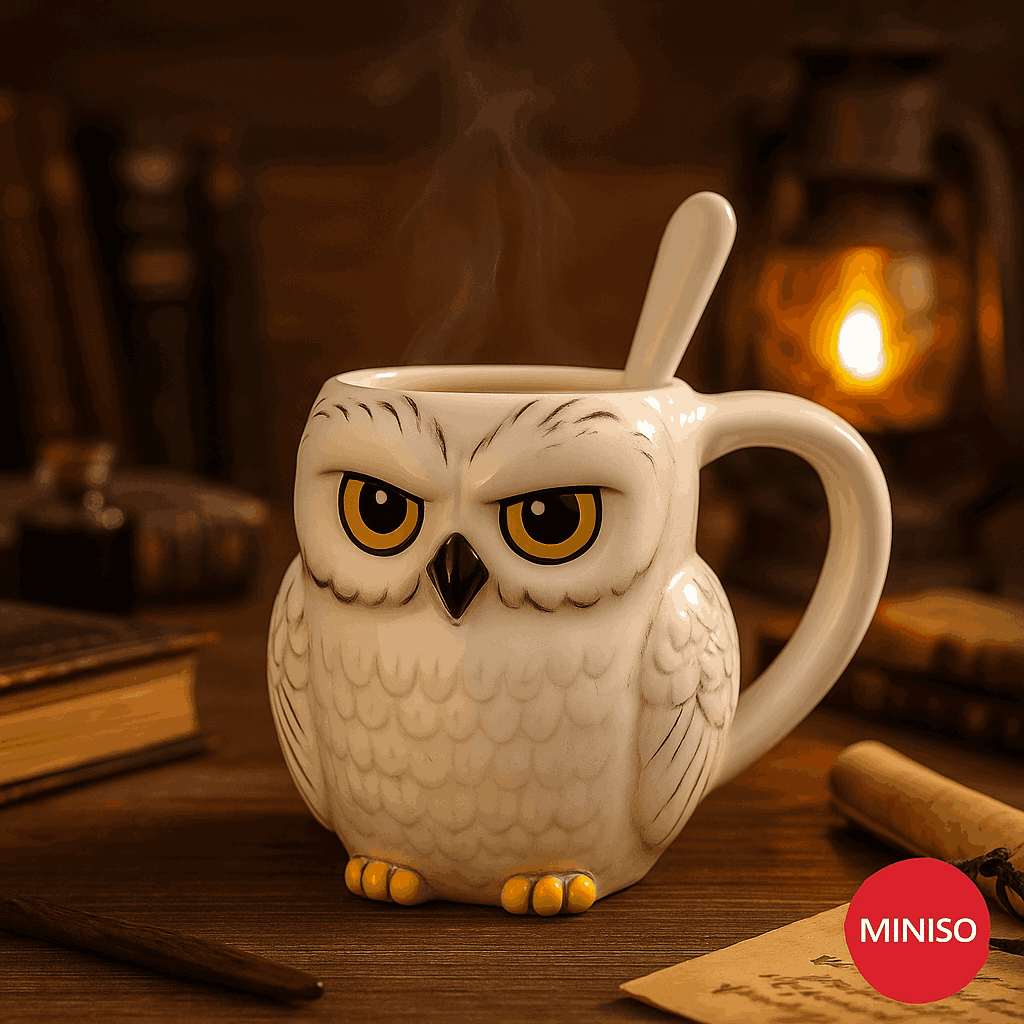 Harry Potter Owl Shape Ceramic Cup With Spoon (800ML)