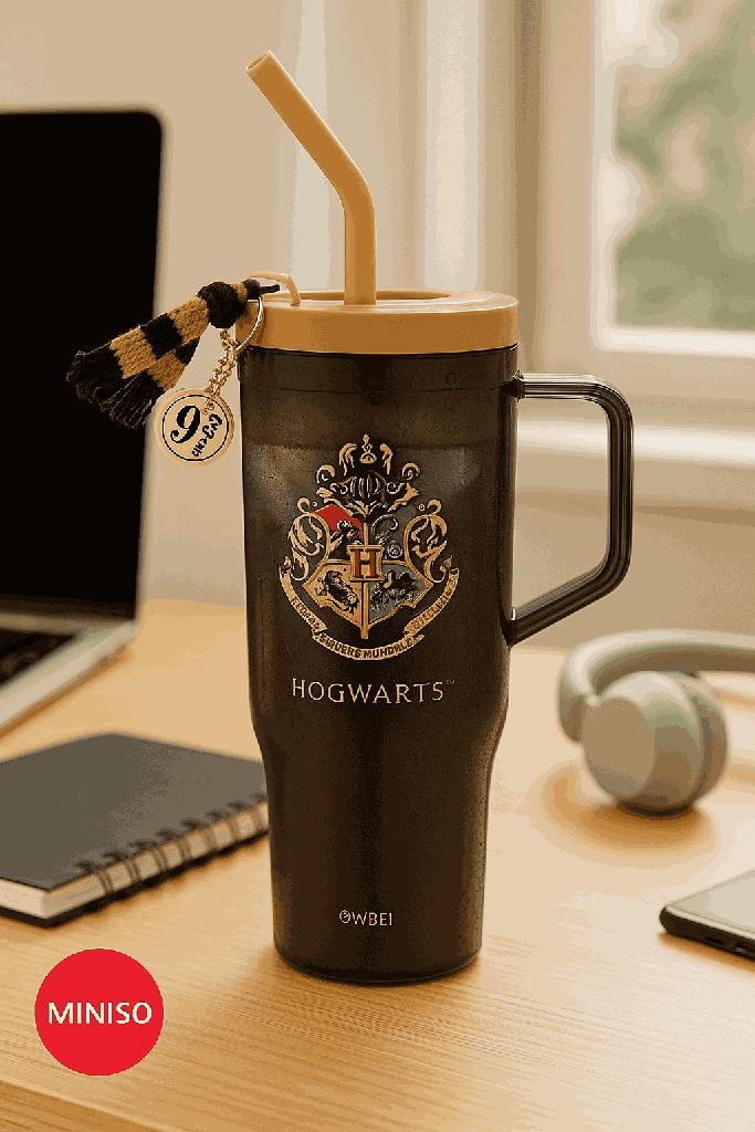 Harry Potter Plastic Tumbler With Straw(1250ML)(Black)