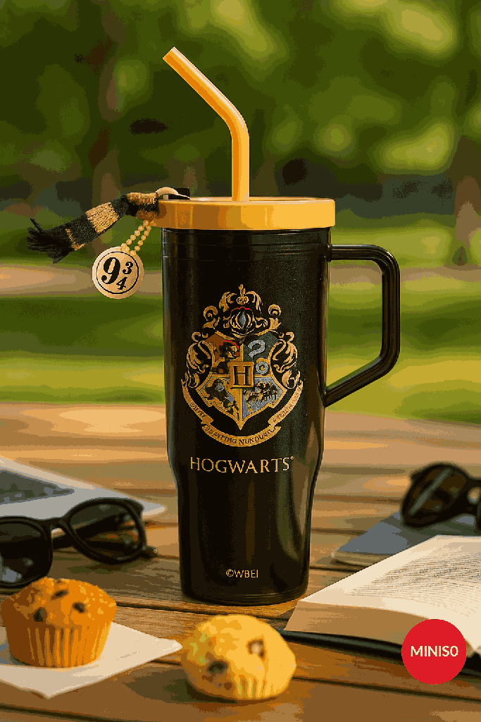 Harry Potter Plastic Tumbler With Straw(1250ML)(Black)