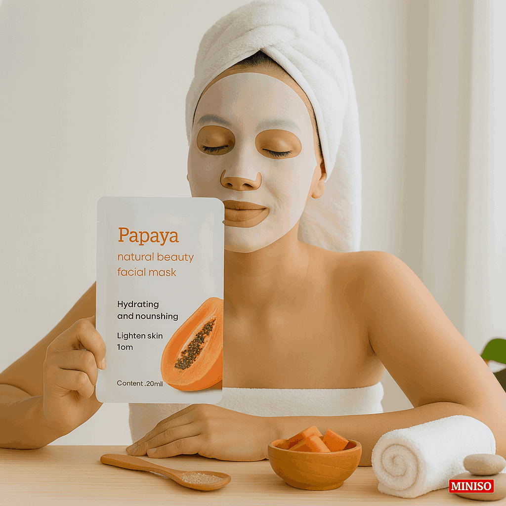 Miniso Natural Beauty Facial Mask(papaya) Pack Of 2