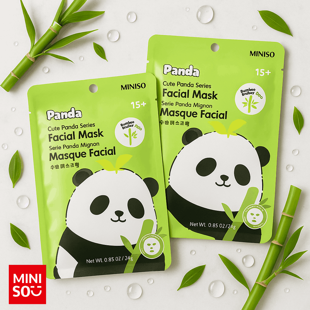 Cute Panda Series Facial Mask(Bamboo)Pack Of 2