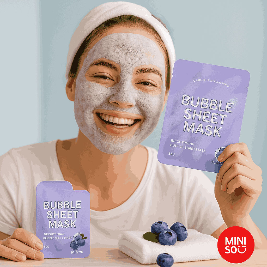 Miniso Brightening Bubble Sheet Mask (Blueberry)