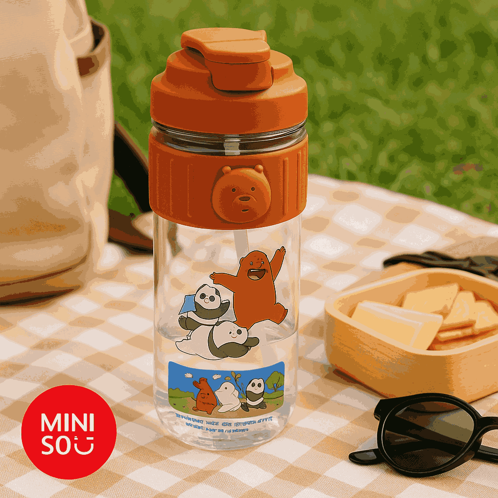 We Bare Bears Collection 4.0 Plastic Water Bottle With Straw And Spout Cap 650ML