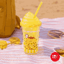 Sanrio Characters Plastic Water Bottle With Straw (320ML) (Yellow)