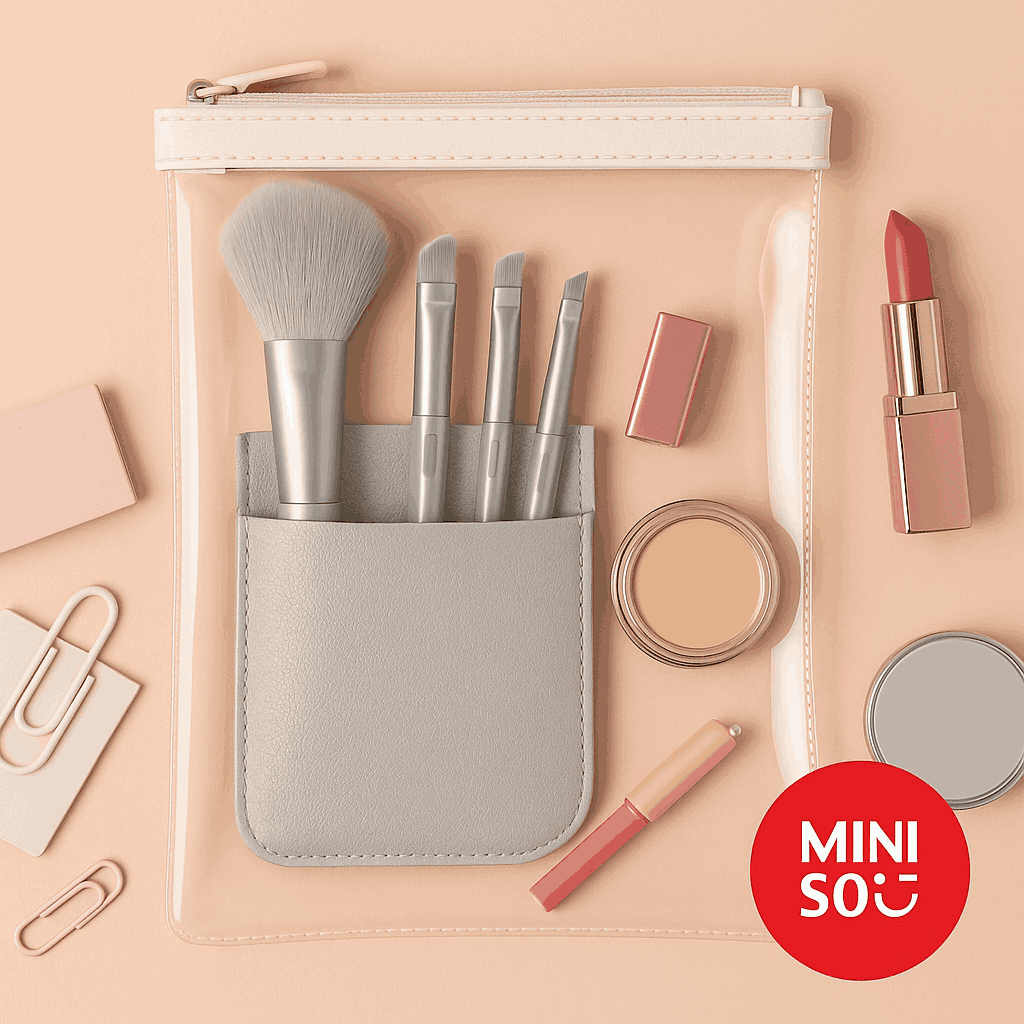 Mini Makeup Brush Set With Storage Bag(Gray)