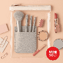 Mini Makeup Brush Set With Storage Bag(Gray)