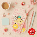 Sanrio Characters Straw Cup 90 Sheets Wire-Bound Book With Pen