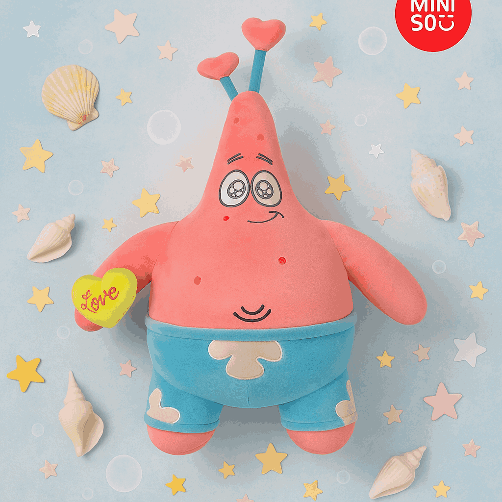 Patrick Star Pink Heart Plush Toy 45 CM Miniso