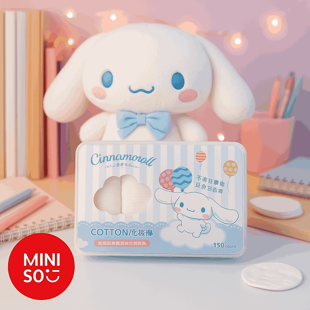 Cinnamoroll Pure Cotton Cloud Print Cotton Pads 150 Count (In Box)