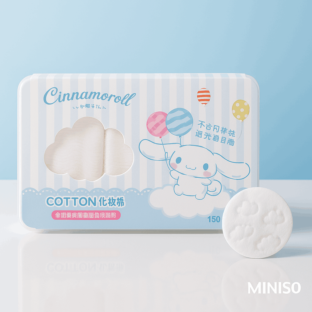 Cinnamoroll Pure Cotton Cloud Print Cotton Pads 150 Count (In Box)
