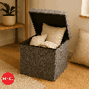 Square Folding Ottoman Storage Box (Grey)