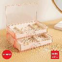 Double Layer Jewellery Storage Box With Drawers (Small) (Pink)