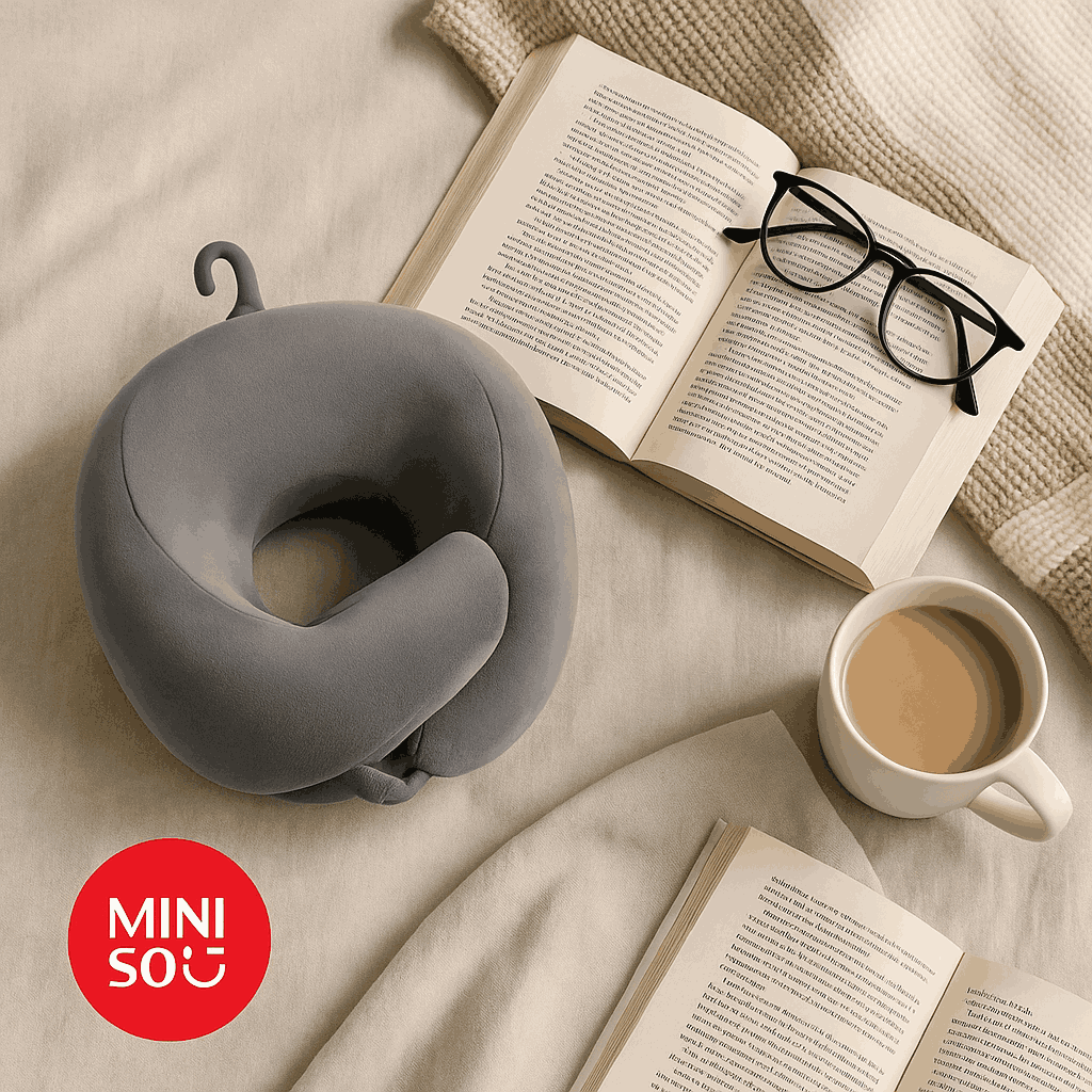 Foldable Number Zero Neck Pillow With Hook (Gray)