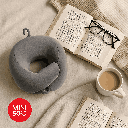 Foldable Number Zero Neck Pillow With Hook (Gray)