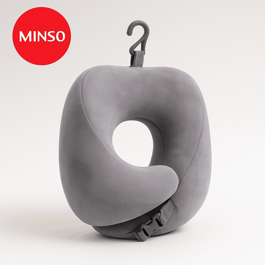 Foldable Number Zero Neck Pillow With Hook (Gray)