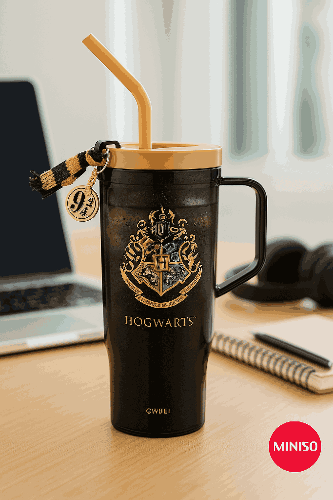Harry Potter Plastic Tumbler With Straw(1250ML)(Black)
