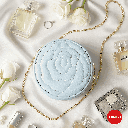 Rose Quilted Round Crossbody Bag With Chain (white)