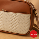 Contrast Color Embroidery Crossbody Bag (Brown) 