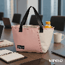 Color Blocking Mousse Trapezoid Lunch Bag (Pink)