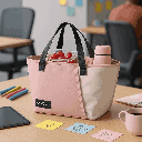 Color Blocking Mousse Trapezoid Lunch Bag (Pink)