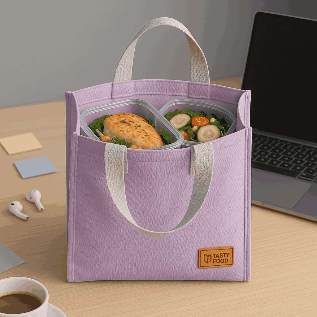 Solid Color Lanch Lunch Bag (Pale Purple) Miniso