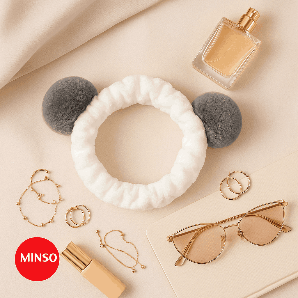 Silvery Gray Series Pom-Pom Headband Miniso