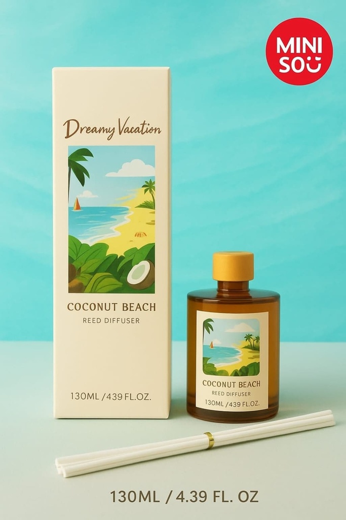 Miniso Dreamy Vacation Reed Diffuser 130ML(Coconut Beach)