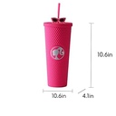 MINISO Barbie Travel Tumbler 24 oz Studded Cup with Lid and Straw Vacuum Insulated Water Bottle Holder Compatible BPA-Free Fashionable Plastic Cup for girls and kids| Car School Home Party Pink