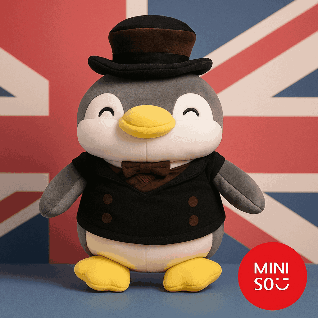 Miniso City Pen Explores the World Series Penguin Plush Toy 33CM (England)