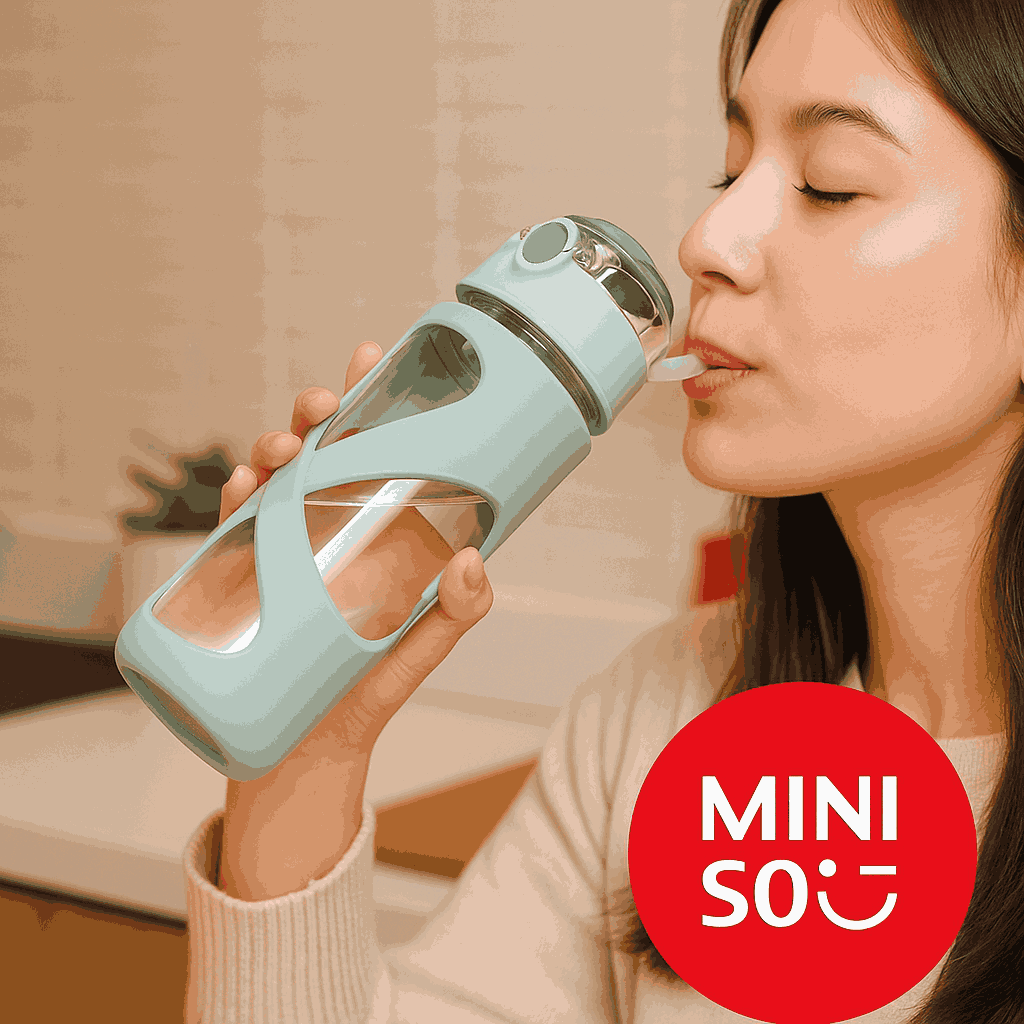 Hourglass Design High Borosilicate Glass Water Bottle (500mL)(Green)