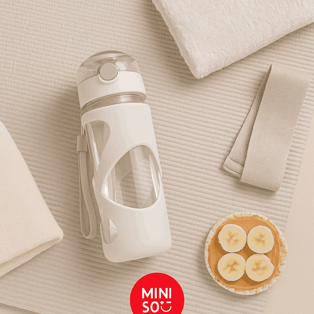 Hourglass Design High Borosilicate Glass Water Bottle (500mL)(White)