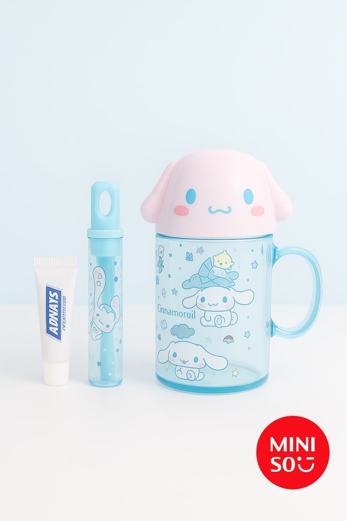 Sanrio Characters Colorful Summer Collection Toothbrush & Bathroom Cup (Clnnamoroll) Minso