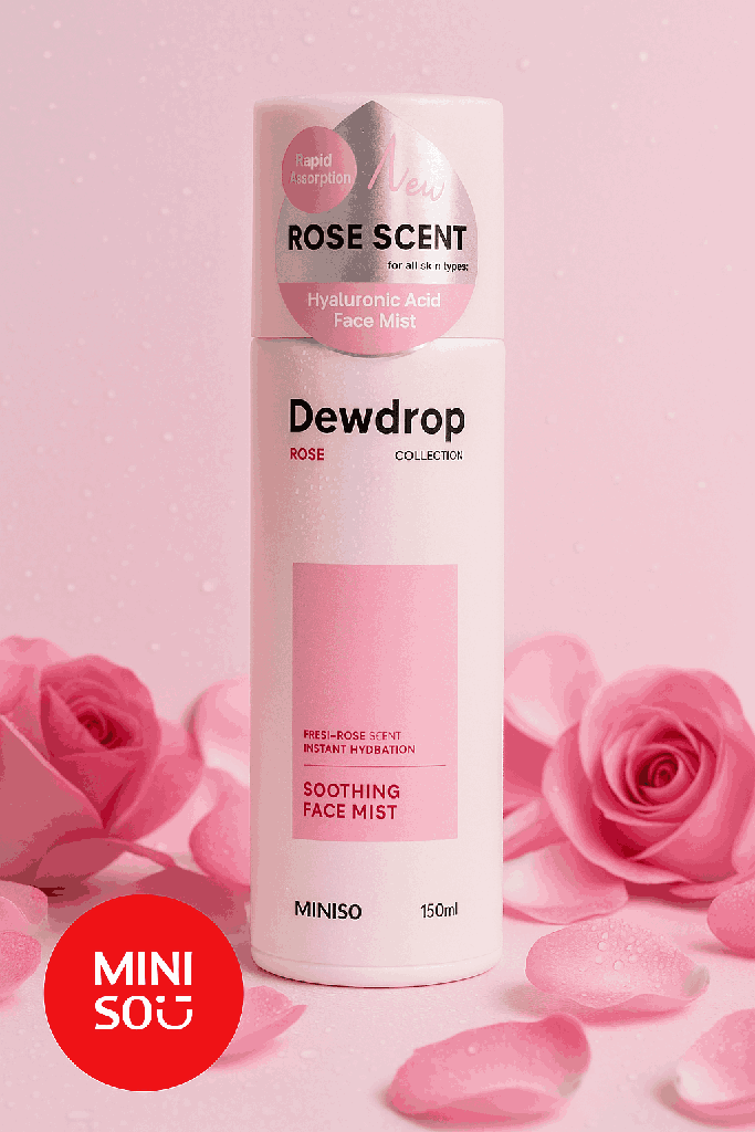 Miniso Dewdrop Collection Hyaluronic Acid Face Mist 150 ML(Rose)