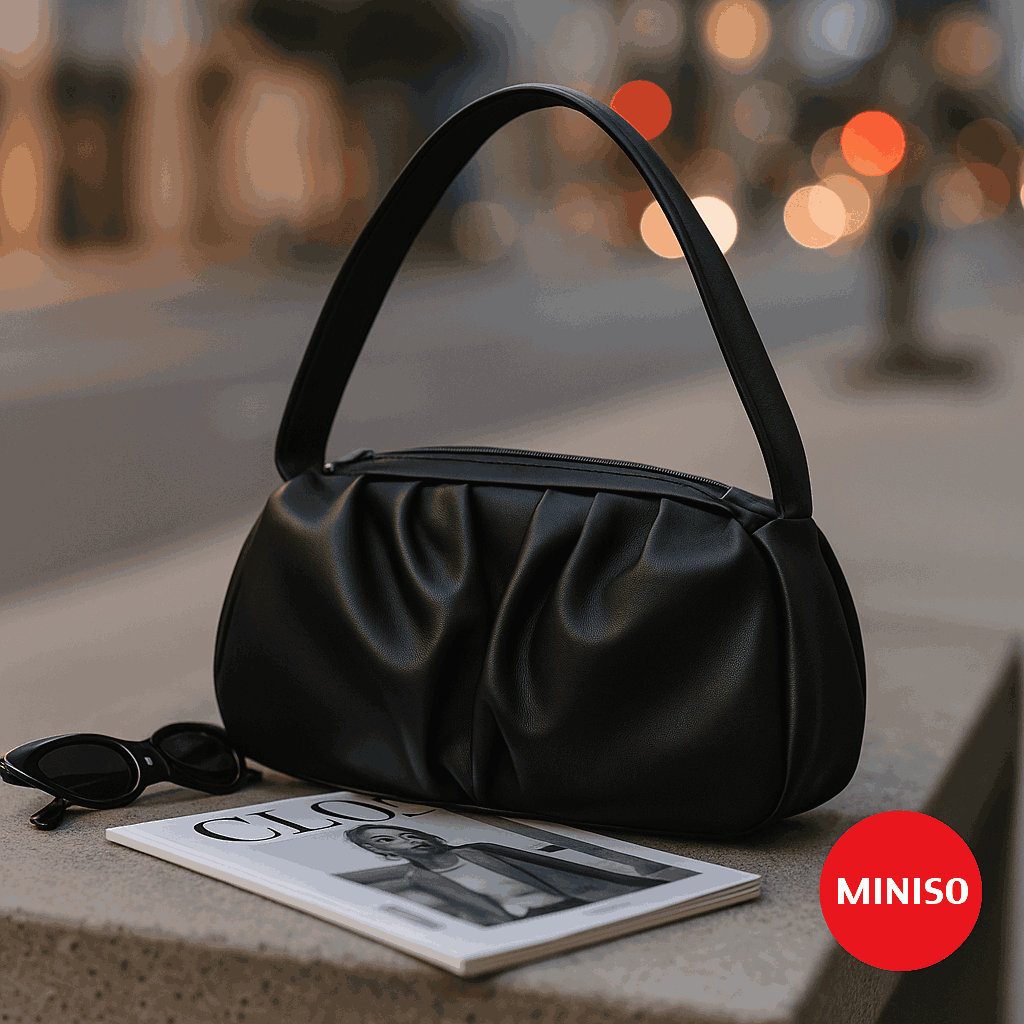 Pleated Handbag(Black)