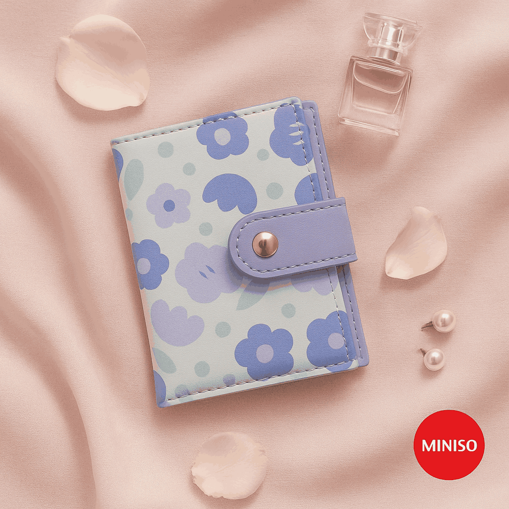 Flower Series Tri-Foil Women's Wallet (Light Purple) Miniso