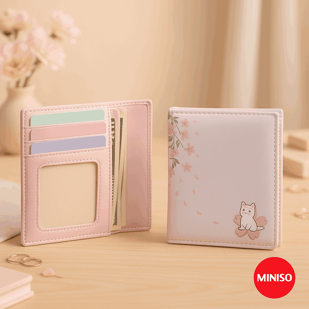 Flower Series Tri-Foil Women's Wallet (Pink Light) Miniso