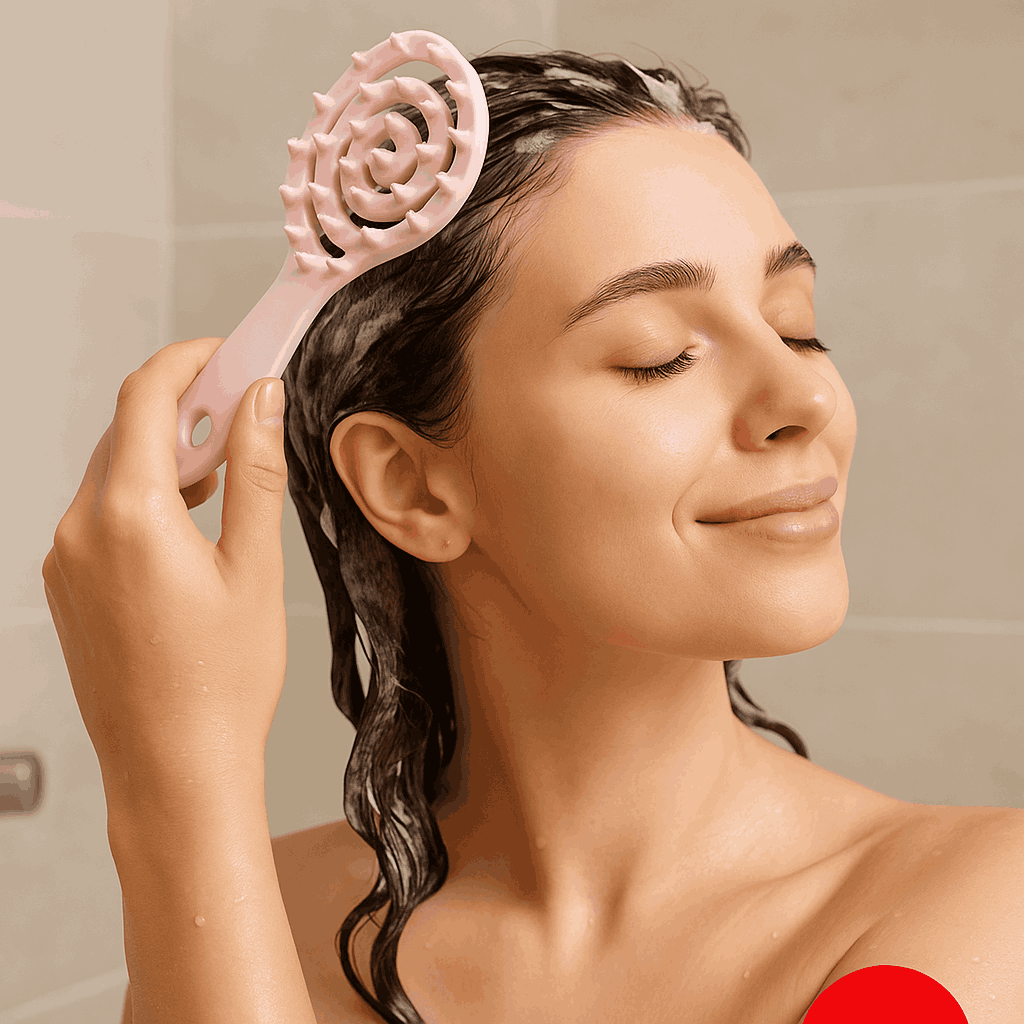 Flower Shaped Soft Bristled Shampoo Brush With Long Handle miniso