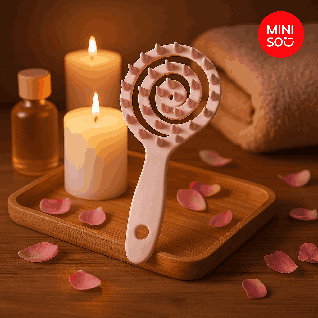 Flower Shaped Soft Bristled Shampoo Brush With Long Handle miniso