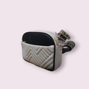 Contrast Color Embroidery Crossbody Bag (Black) 
